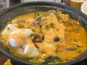 秋鮭白子ときのこの陶板焼き