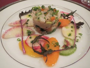 帆立とスモークサーモンのタルタル